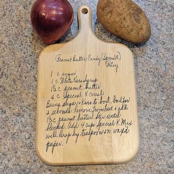 Engraved Handwriting Recipe Oak Cutting Board - Personalized Cutting Board - Picture 4 of 7
